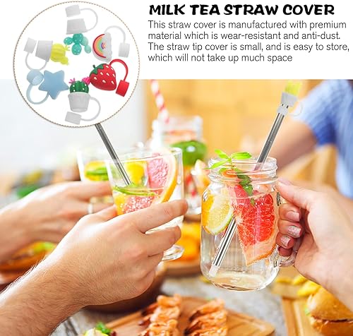 Miniatura 3 de 6 fundas para popotes de silicona, reutilizables, para la oficina en casa, para paja de 0.315 a 0.472 pulgadas, 6 unidades