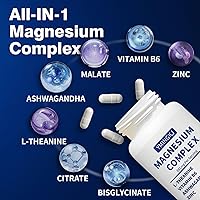 Vista 2 de Suplemento Complejo de Magnesio 350 mg - 120 Cápsulas - con glicinato L-teanina Ashwagandha y zinc, vegano - 60 porciones