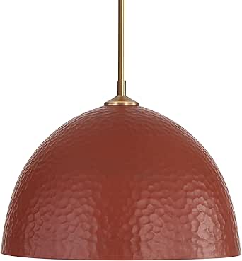 Golden Lighting Shepard 1-Light Pendant in Modern Brass and Russet Clay Shade