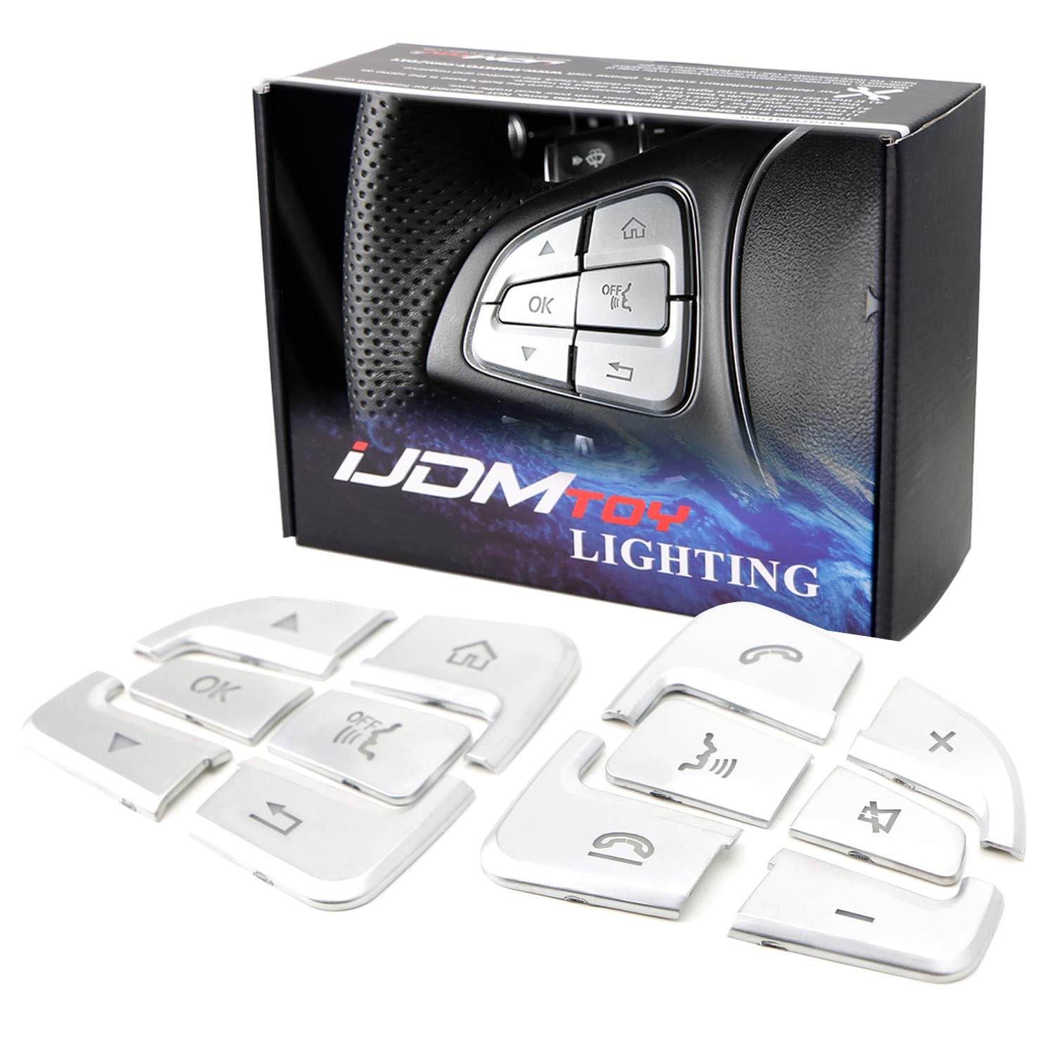 iJDMTOY Premium Satin Silver 12pc Side Control/Button Decoration Trims Compatible with 2015-2021 Mercedes W205 C-Class 2016-2022 X205 GLC-Class