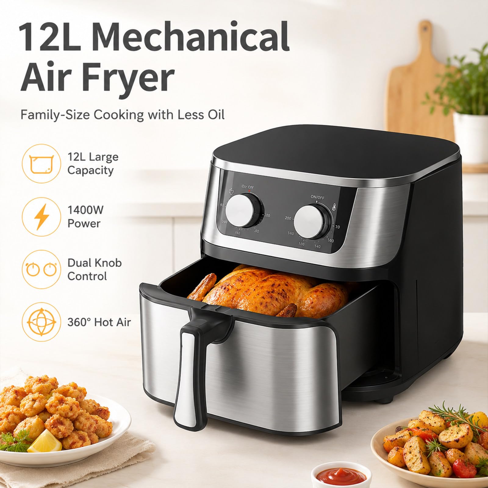 Frytkownica powietrzna 12 l/12,7 qt, piekarnik z termoobiegiem 1400 W