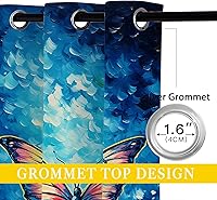 Vista 12 de Cortinas opacas de mariposa para decoración del hogar de niñas y niños, hermosas flores en acuarela, con ojales, aislamiento térmico, cortinas