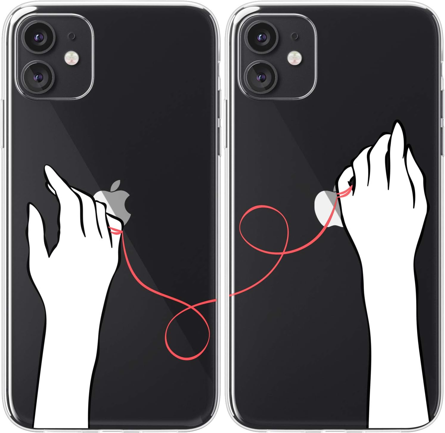 Mertak Matching Cases Compatible with iPhone 17 16 15 Pro Max 14 Plus 13 12 Mini 11 SE S25 S24 Red String of Fate Aesthetic Anniversary for Girlfriend Boyfriend Couples Best Friend BFFs Cute Two Hands