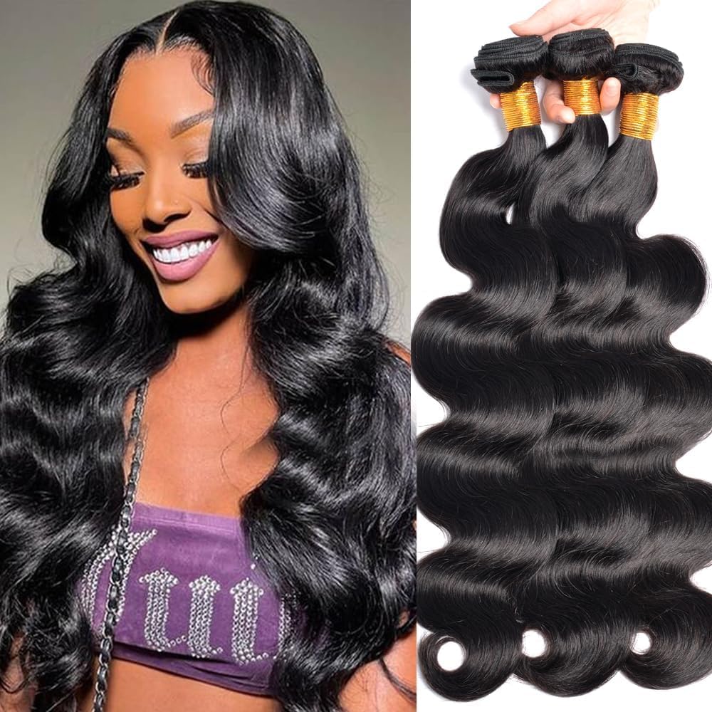 MsSunlight Human Hair Bundles Body Wave Bundles Human Hair 12A 100% Unprocessed Brazilian Virgin Hair Bundles Body Wave Bundles Deal Hair Extensions Natural Color 22 22 22 Inch