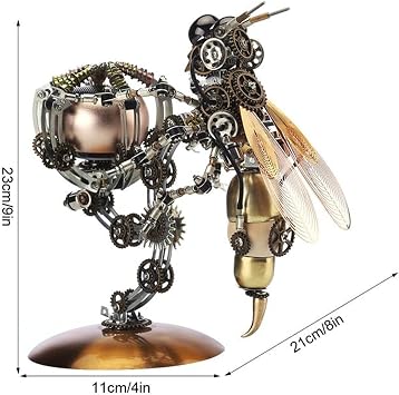 Metalkitor 3D Metal Puzzles for Adults, Wasp Mechanical Model Kit Jigsaw - Steampunk DIY Ornament - Assembly Crafts Brain Teaser - Great Room Decor and Gift Choice, 627+ PCS(with Bluetooth Speaker)