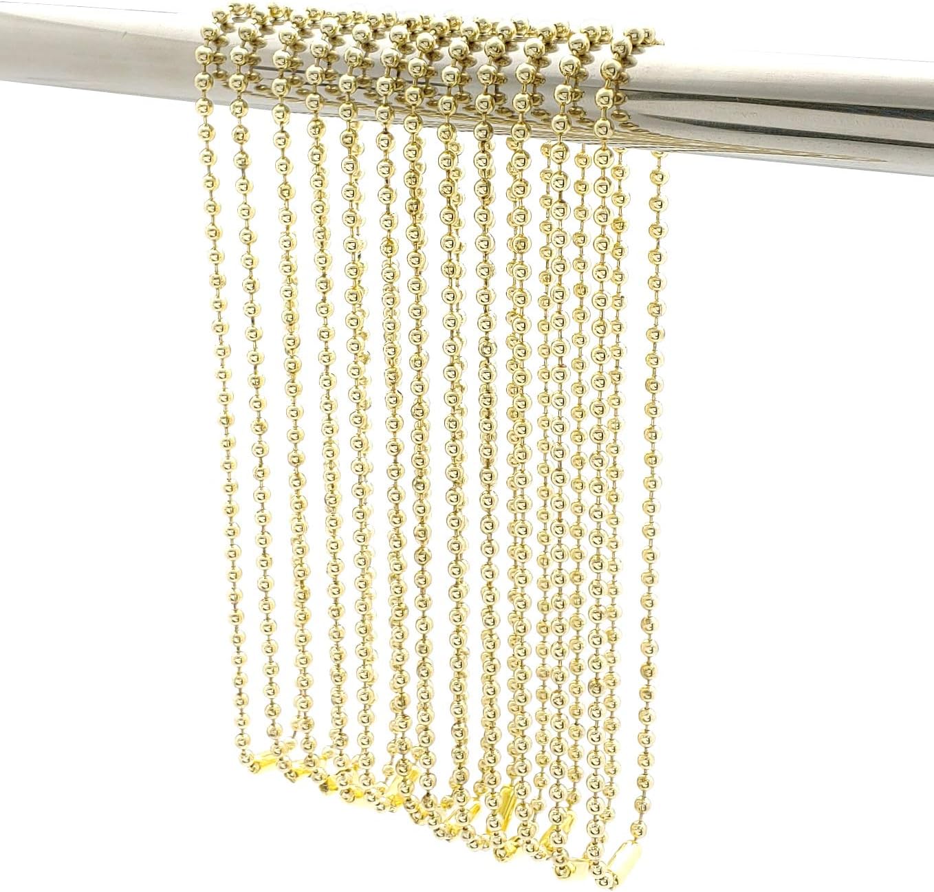 Black Nickel Shower Curtain Hooks, 55 Inch Ball Chain Design, 12 Pack Rust-Resistant Metal Curtain Rings for Bathroom Rods, Heavy Duty 4.5mm Shower Curtain Hangers