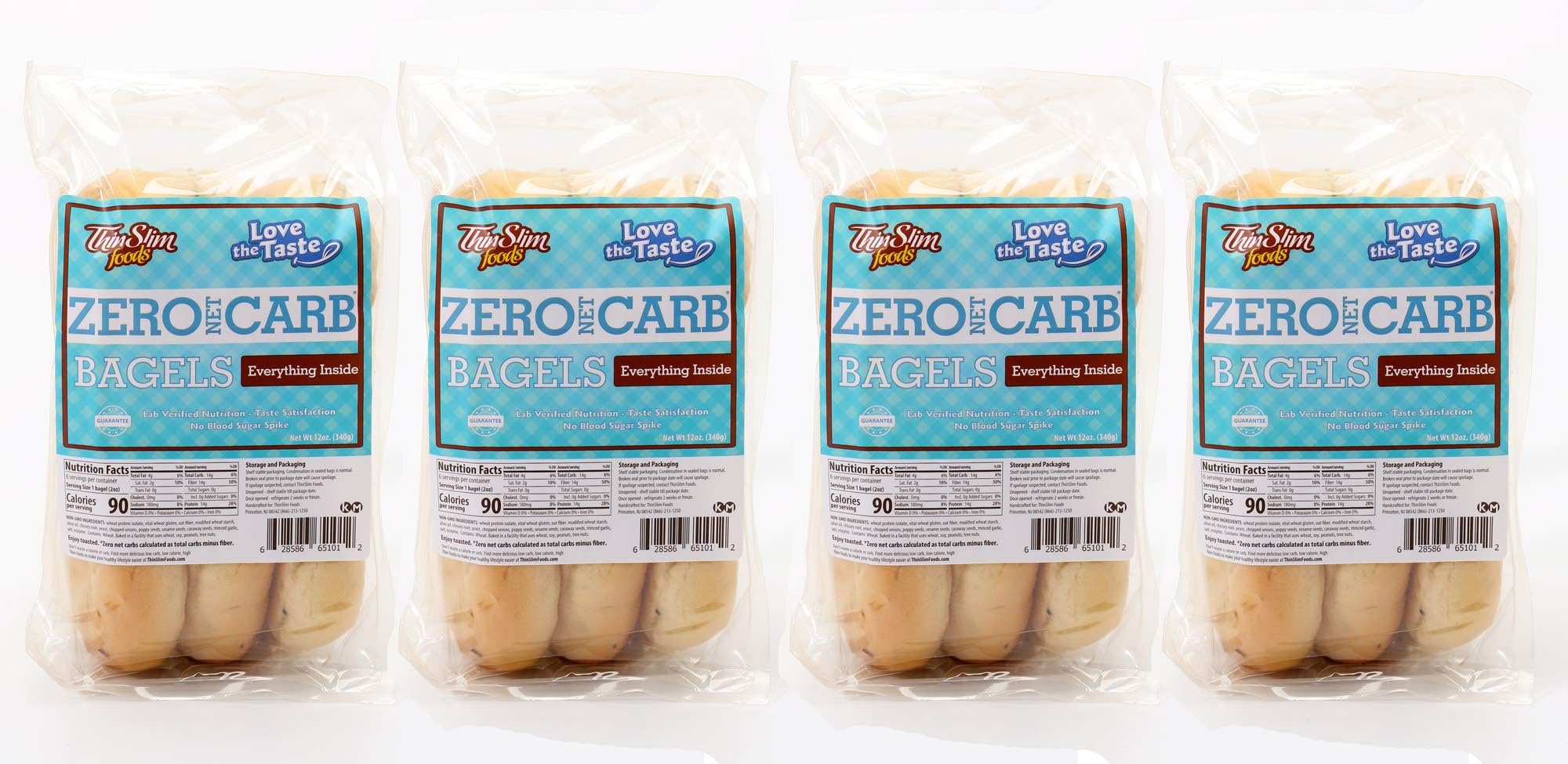 ThinSlim Foods Keto Bagels | Keto Bread Alternative | Low Carb Everything-Inside, 4 Pack (6 Zero Net Carb Bagels Per Pack)