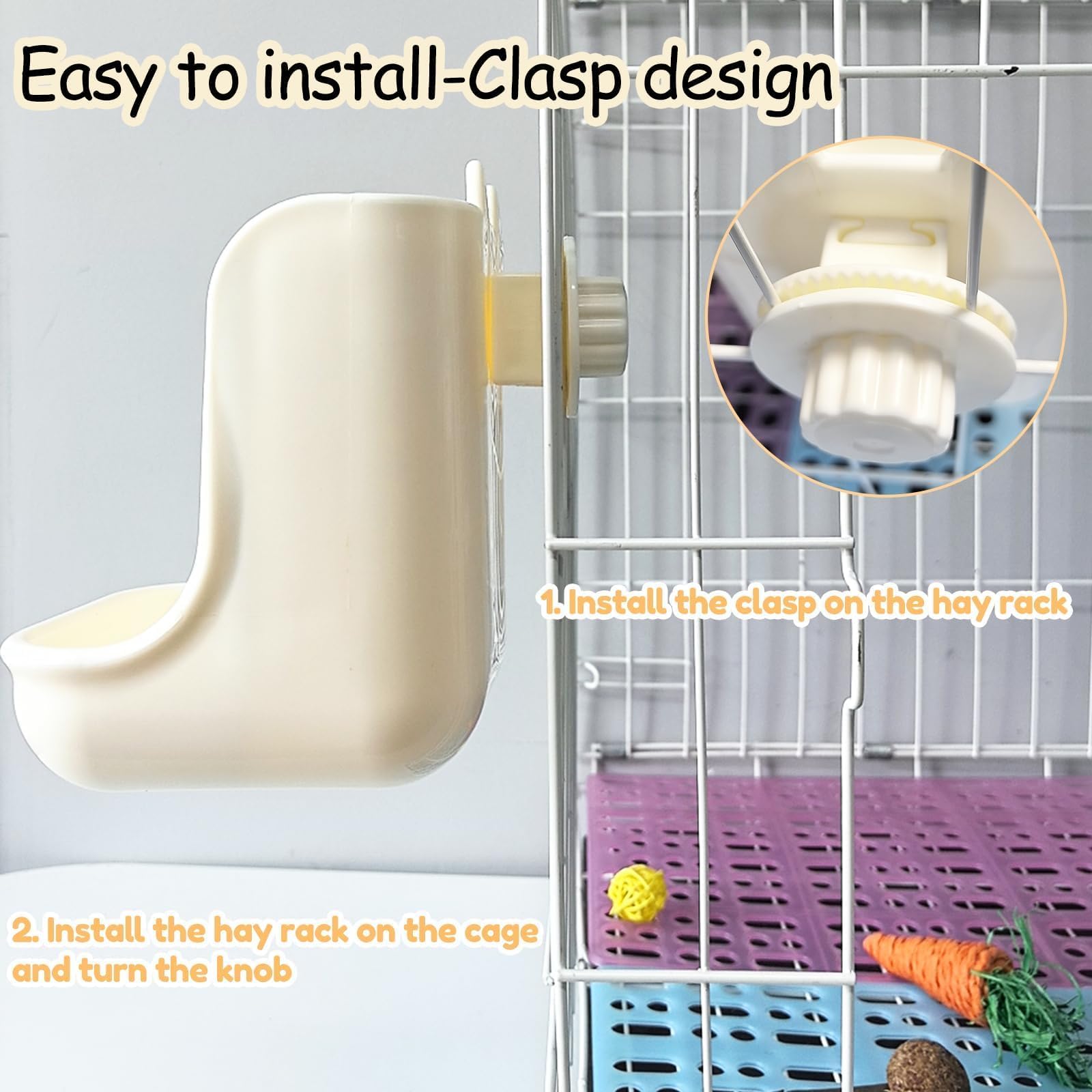 2PCS Rabbit Hay Feeders Rack 2 in 1 Guinea Pig Food Feeder Indoor Feeder for Rabbit Bunny Chinchilla Hamster (Blue+White) - image 5