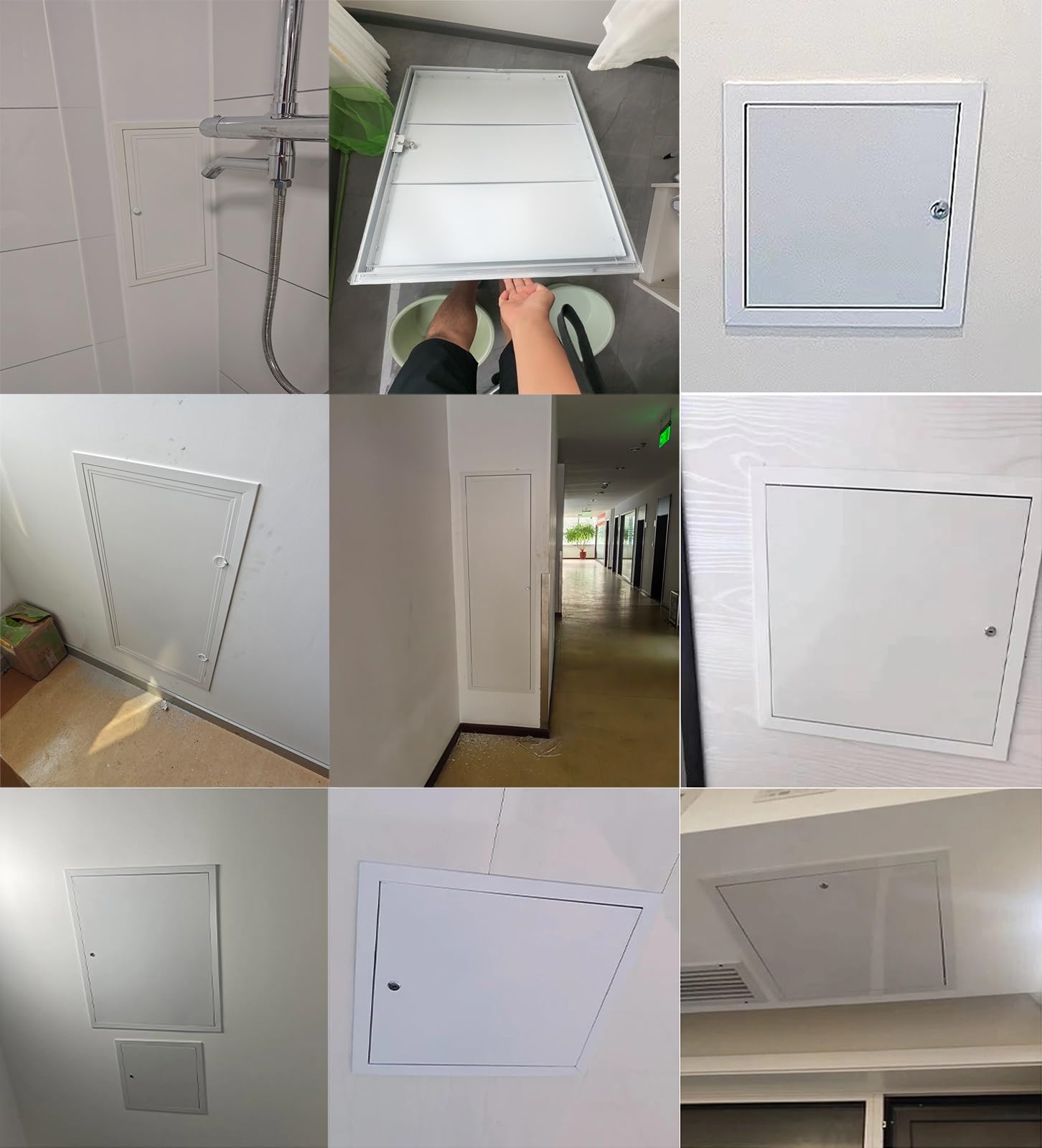 ERRULAN Panel de Acceso Tapa de inspección metálica Grande y pequeña, Placa de Acceso eléctrica y de plomería con Cerradura, Tapa de Acceso al ático hermética en el Techo(45x50cm/18x22in)