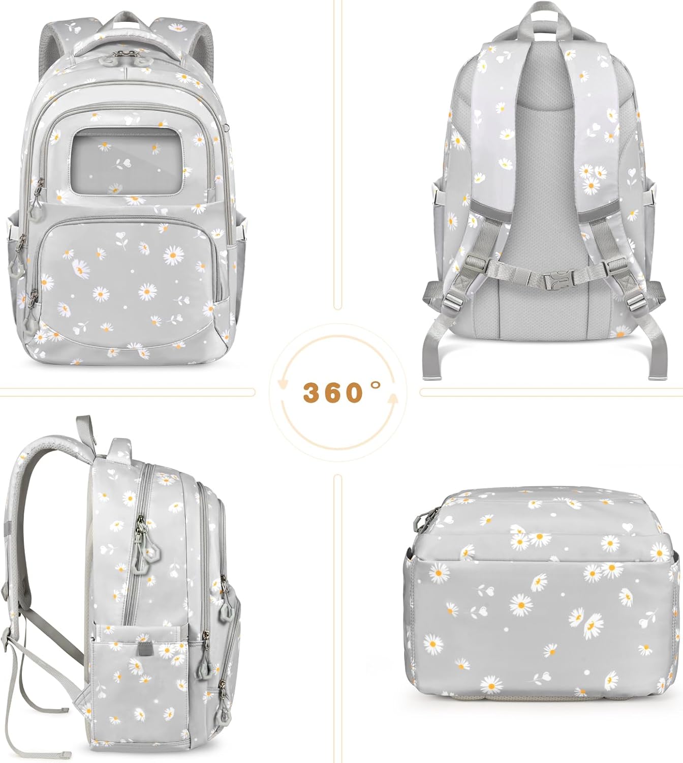 Daisy Backpack for Girls 3 Pcs Set with Lunch Box & Pencil Pouch Kids Bookbag for Teen Girl Elementary Primary Middle School Students Book Bag Kawaii Ita Backpack - Image 6