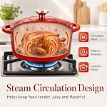 Hisencn Enameled Cast Iron Cookware Set - 7 Piece Dutch Ovens Set, Sauce Pan, Skillet, 3 Lids, Pots and Pans Set, Ceramic Coated Cast Iron, Heavy Duty, Gas/Induction Compatible, PFA Free, Rouge Red