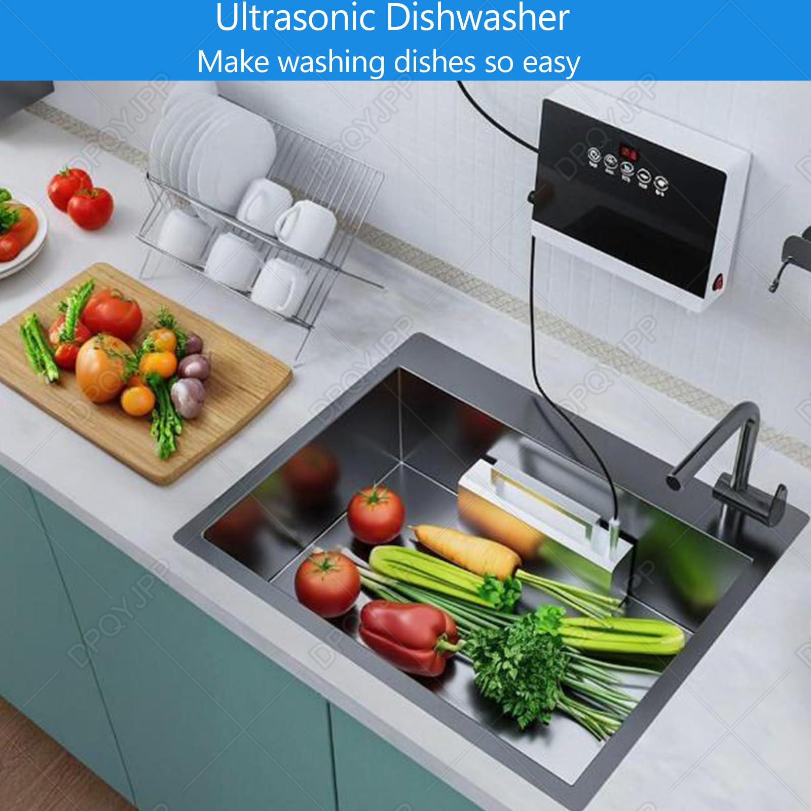 Lave-Vaisselle à ultrasons 380 W avec Commande Tactile pour Fruits et légumes, sans Installation