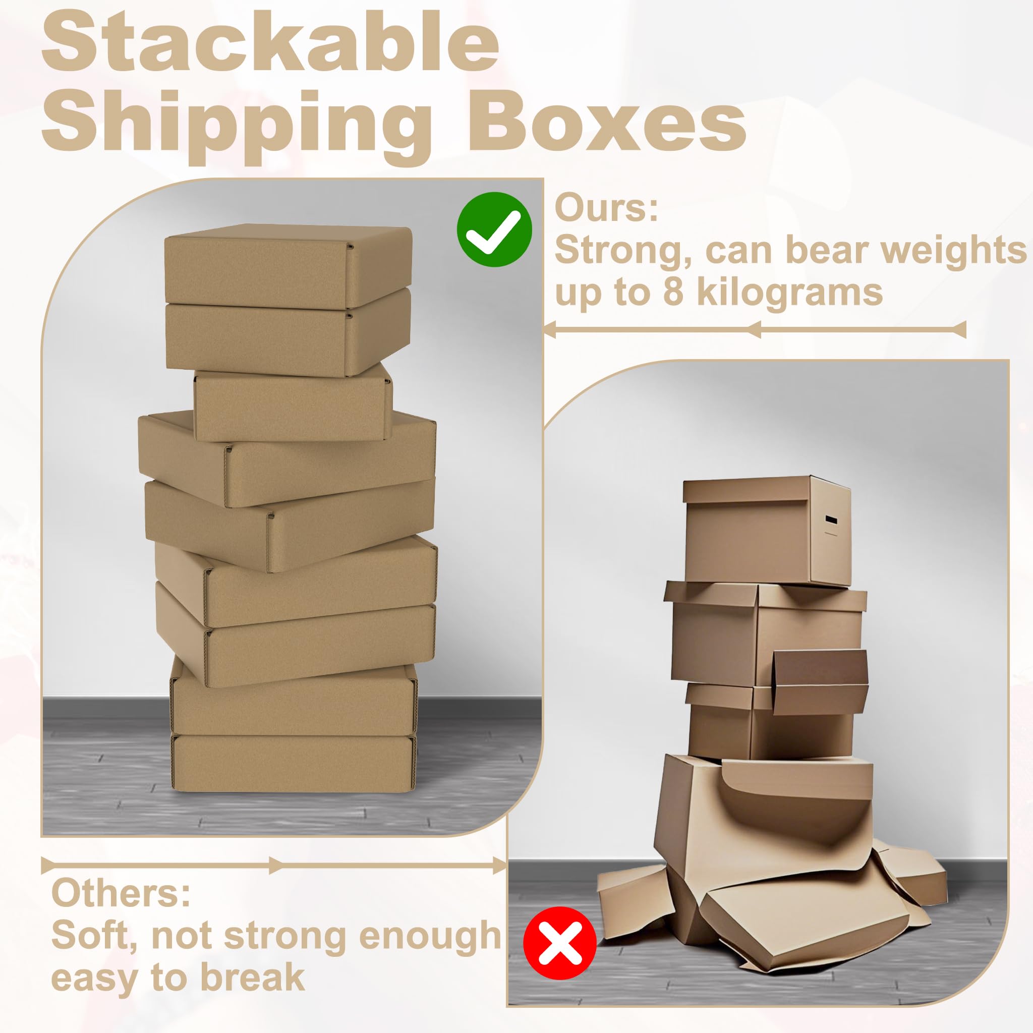 Versandkartons Faltkartons Kartons zum Versenden, Versandbox aus Wellpappe, Maxibriefkarton Faltschachtel für Bücher Kleidung Geschenke Kleinteile, 20x15x5 cm, braun Verpackungsbox, 100 Stück
