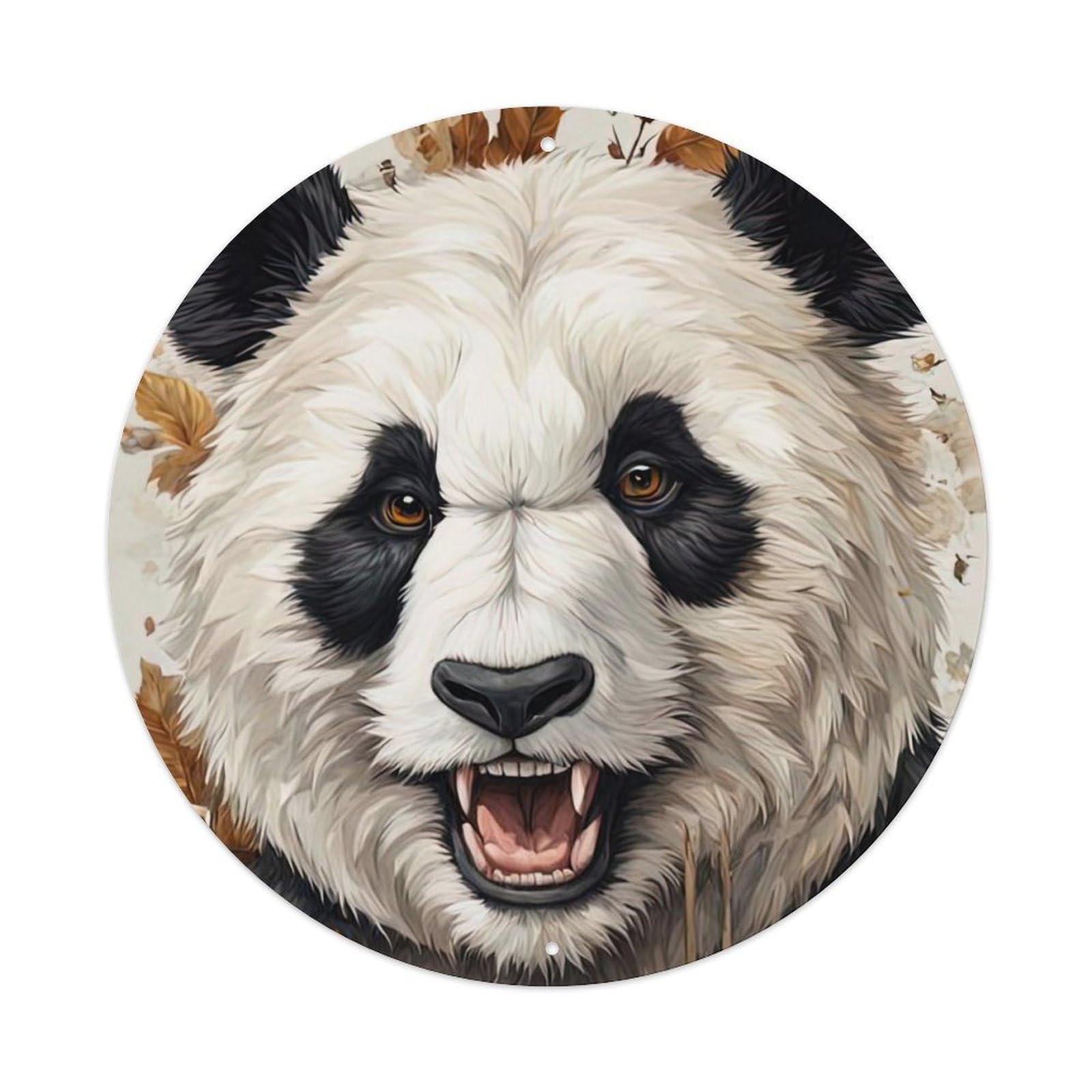 Animal Artwork Angry Panda Metal Tin Sign