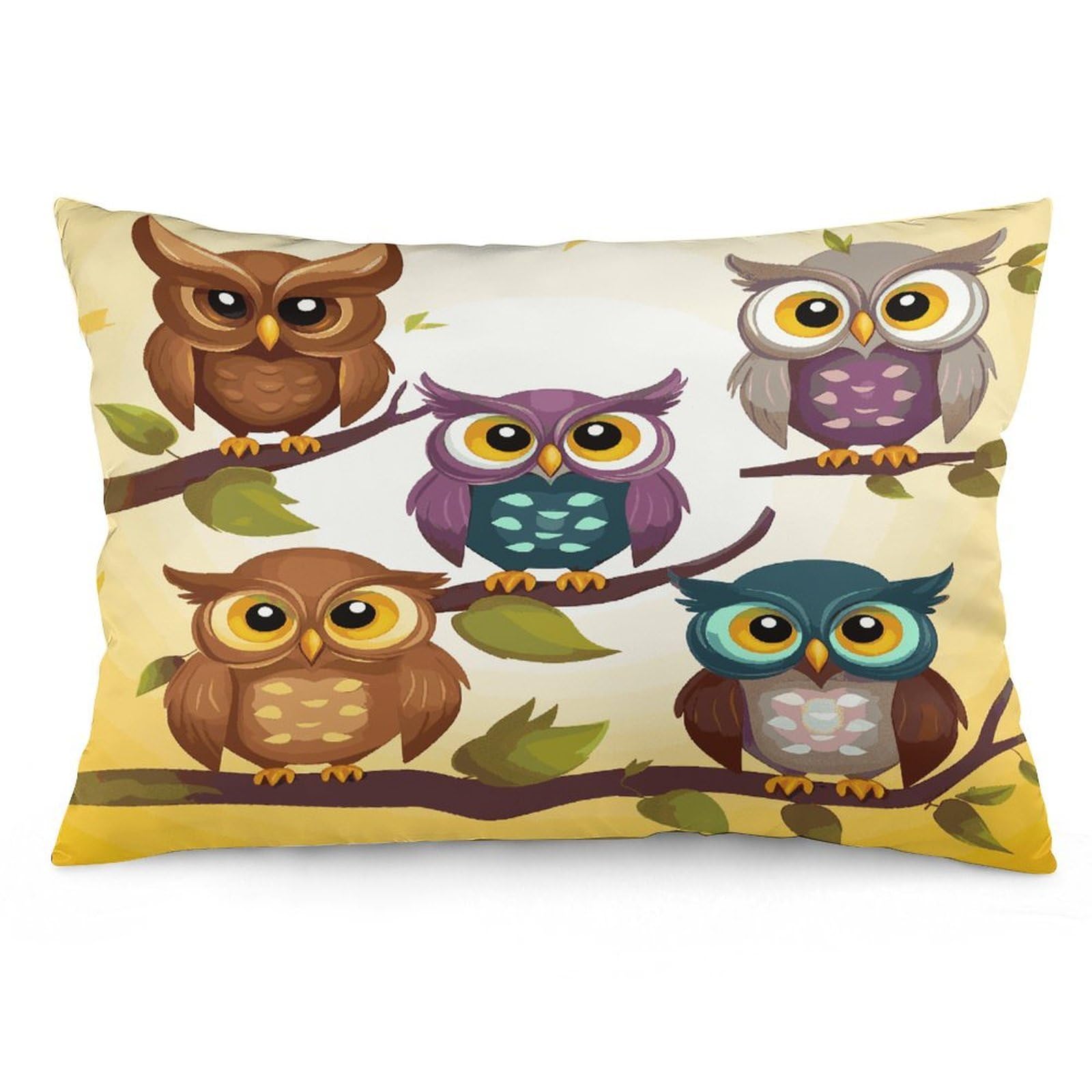 Owls Birds Throw Pillow Cover Soft Lumbar Pillow Covers with Zipper Breathable Rectangular Cushion Case Polyester Pillow Case Decorative Body Pillow Cover for Couch Bed