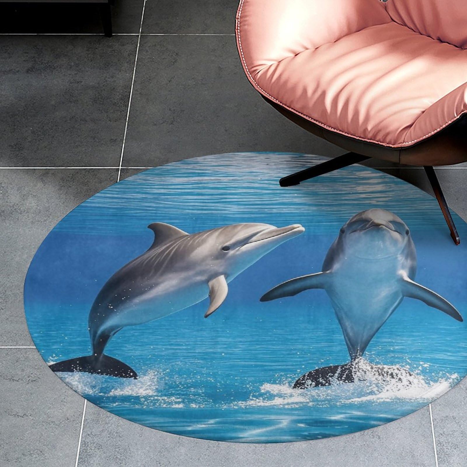 Tapis pour salon rond 80 cm paillasson intérieur dauphin