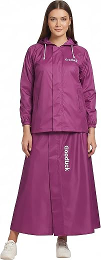 Goodluck Women’s Waterproof Skirt Suit Raincoat Set with Hood | Heavy Duty Rain Protection | Lightweight Windproof | Water...