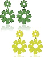 Vista 9 de 2 pares de aretes de aro gruesos de oro para mujer, aretes de aro ovalados de acrílico de los años 70, aretes de moda de verano para mujer