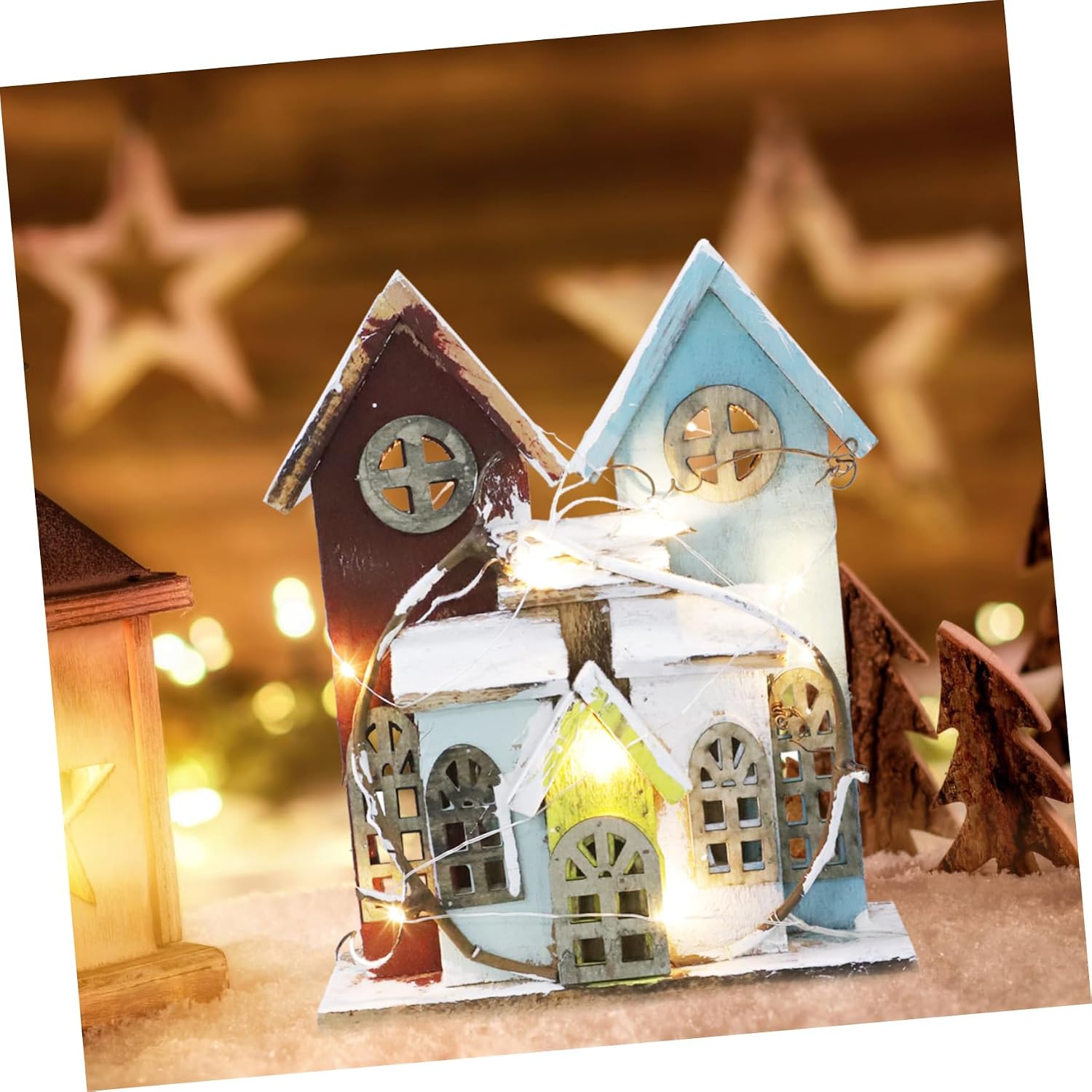 1pc Mini House Ornament Christmas House Decoration for Holiday Home Decor Festive Xmas Tabletop Decor for