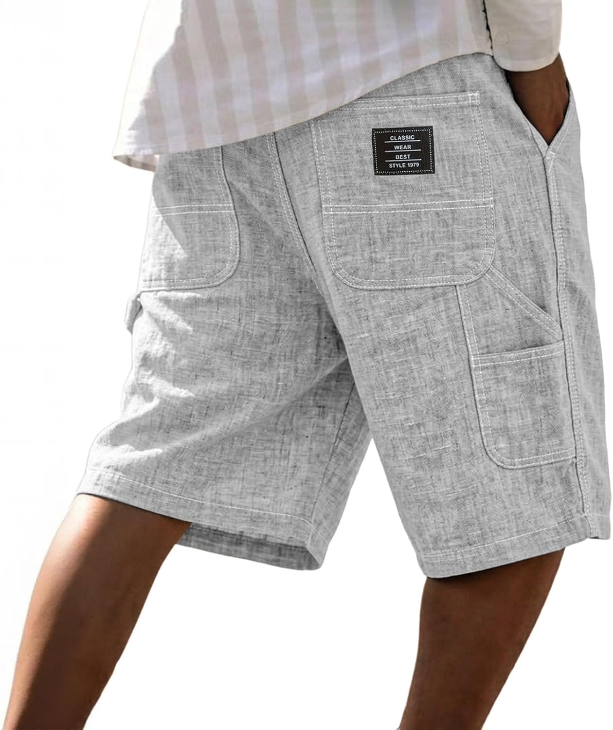 FQZWONG Men Shorts Casual Hiking Shorts Summer Gym Short Pant Workout Sport Pants Drawstring Stretch Trousers with Pocket