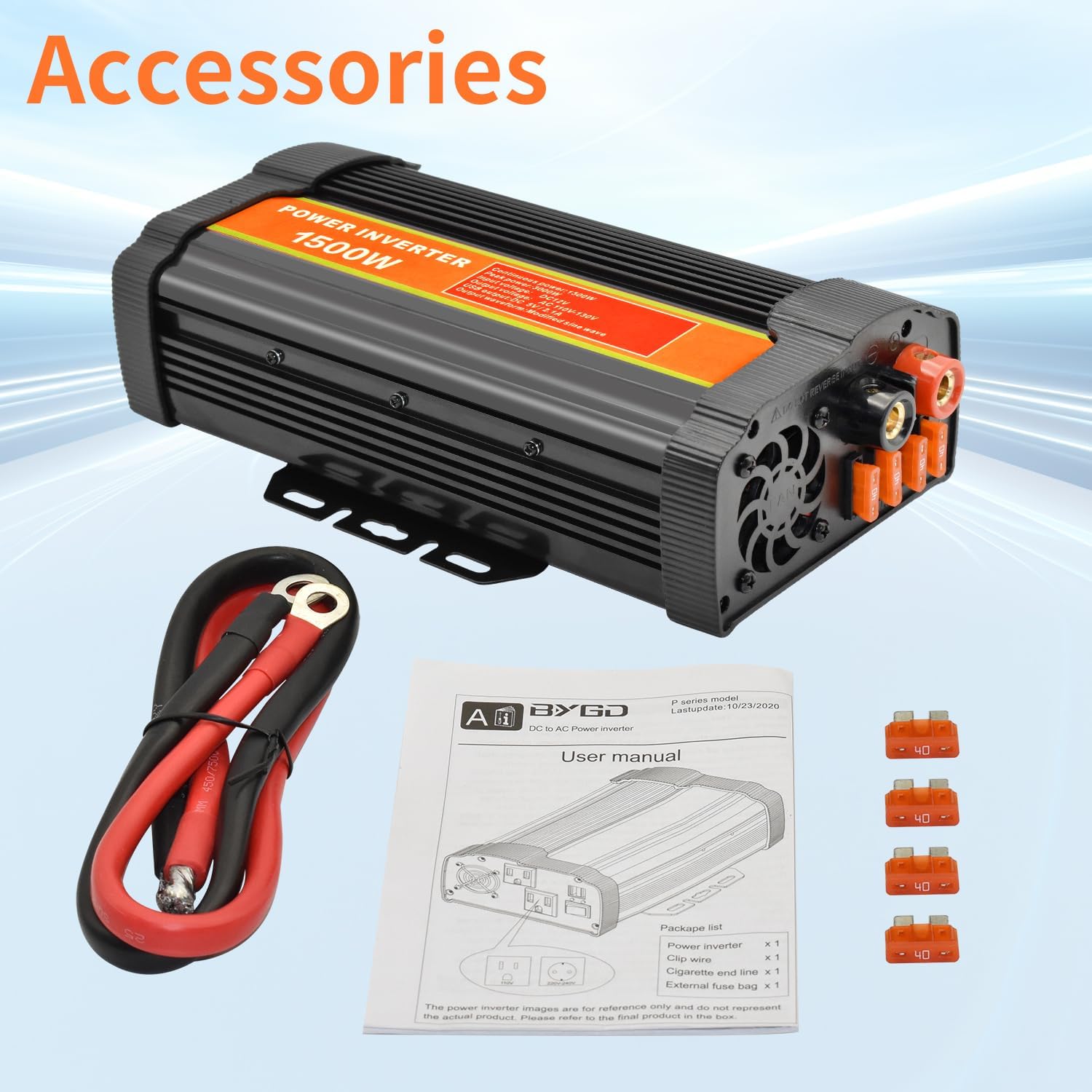 Power Inverter dc to ac 12V to 110V Converter Charger for car RV (1500W)