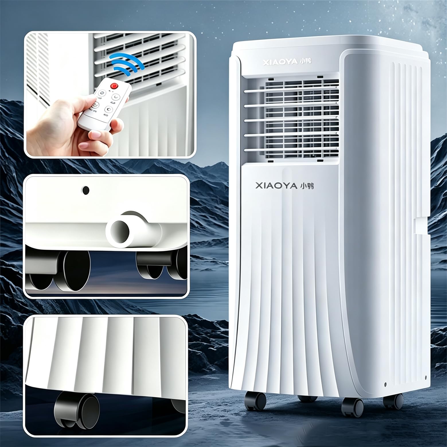 Przenośny Klimatyzator 4 W 1 12000BTU | Wydajne Chłodzenie I Osuszanie, Cicha Praca, Do Pomieszczeń Powyżej 32 M² (Ok. 350 Stóp Kw.), Zestaw Rury Wylotowej Do Okna