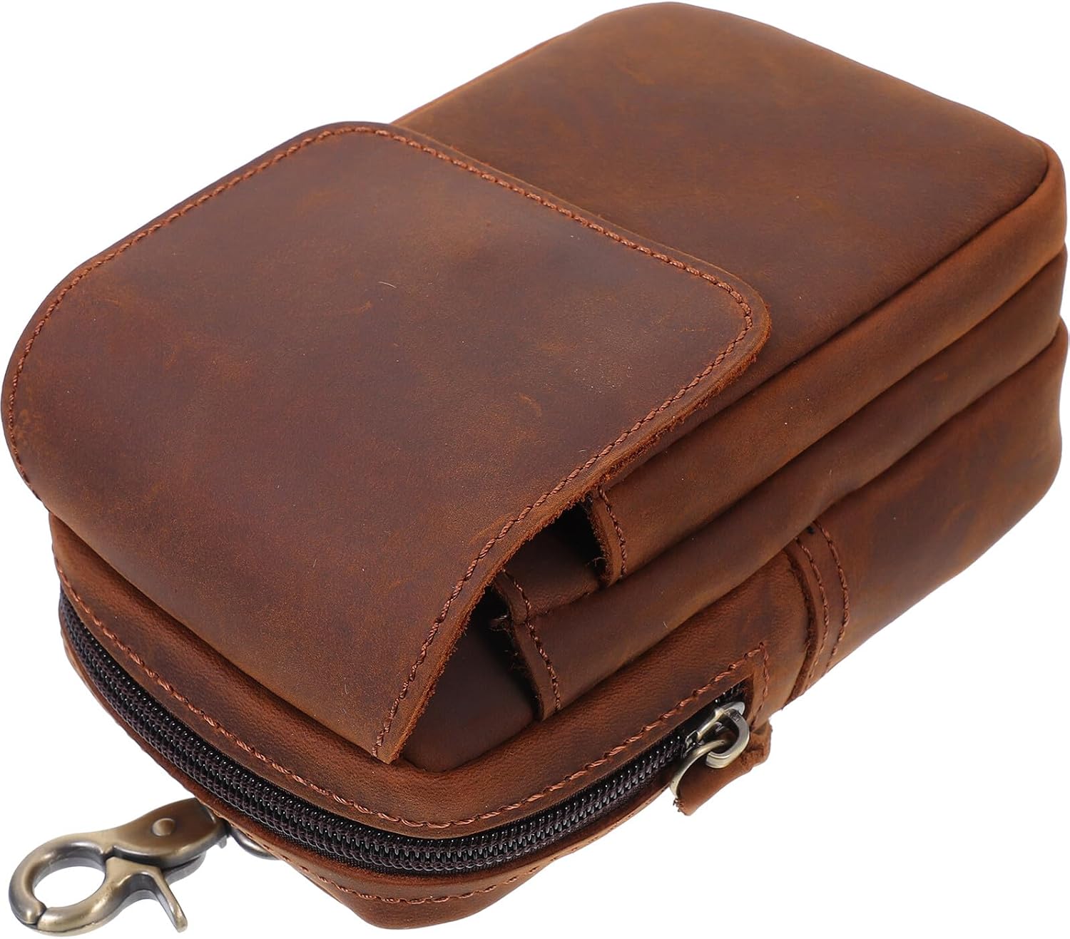 Mikinona Retro Genuine Leather Outdoor Waist Pack for Men Multi-functional Cellphone Pouch with Chic Design Practical Compact Waist Pouch for Sports Leisure and Daily Use