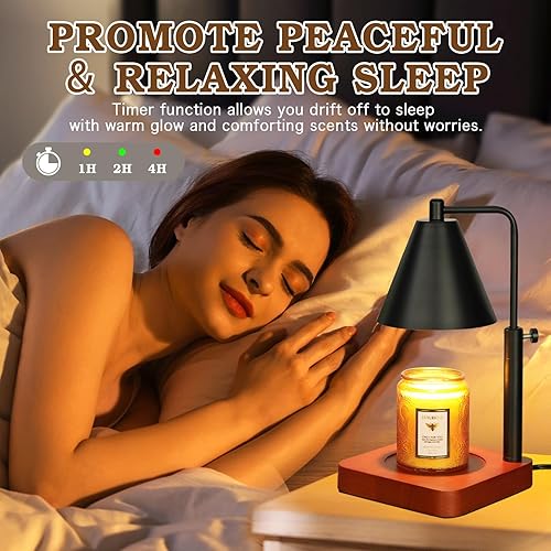 Vista 89 de Lámpara para calentar velas, moderna, luz cálida tipo vela, regulable, temporizador, regalos de cumpleaños y Navidad para hombres y mujeres y Negro