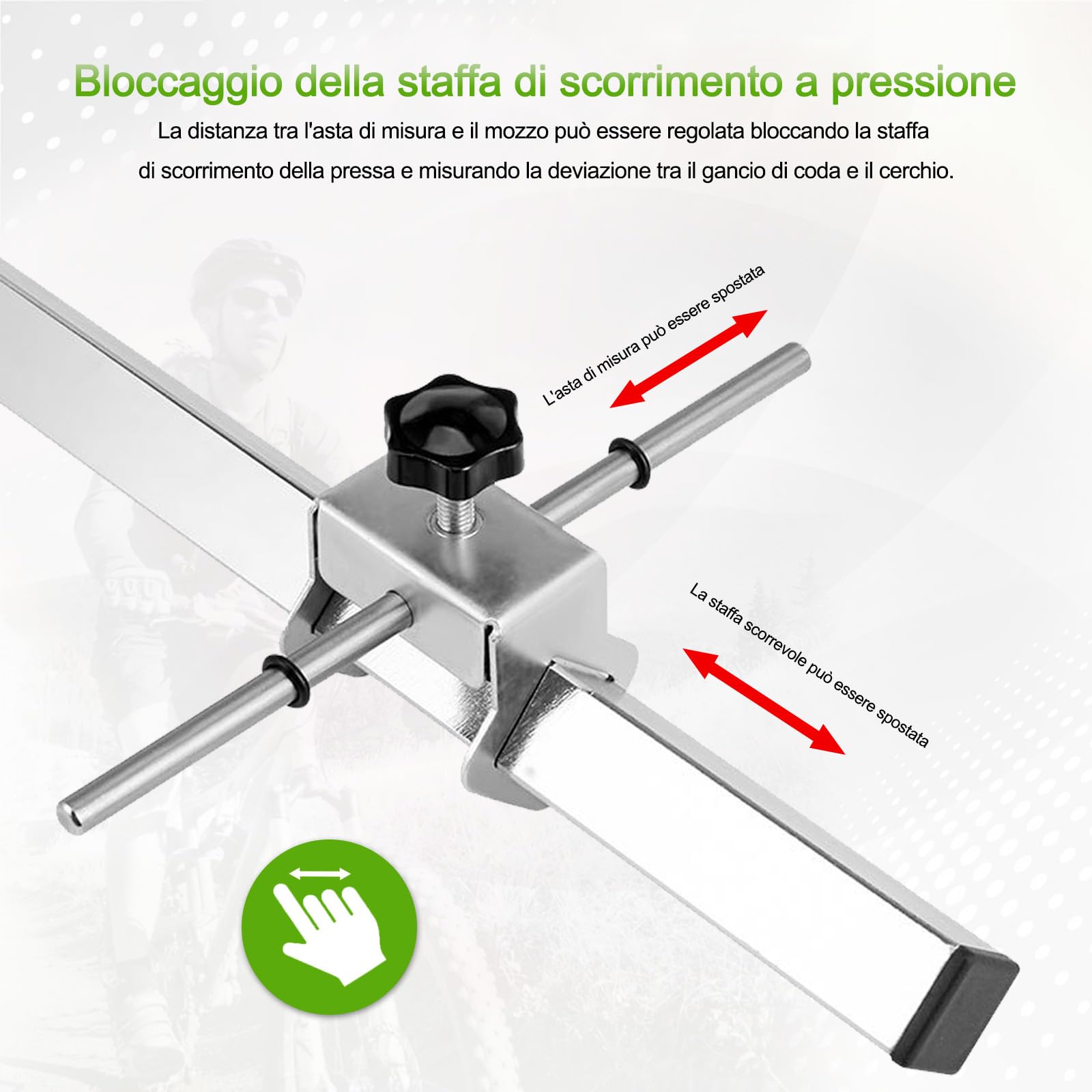 Mimoke Strumento di allineamento professionale per bicicletta in acciaio inox – strumento di direzione preciso per riparazione e manutenzione della bicicletta