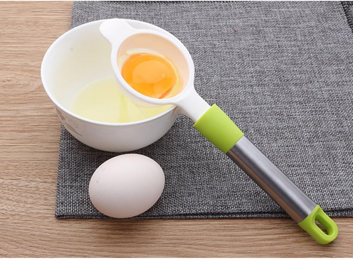 Cabilock Sturdy Lightweight Yolk Extractor Plastic Egg Yolk Separator Stainless Steel Handle Kitchen Cooking Gadget for Baking Random Color