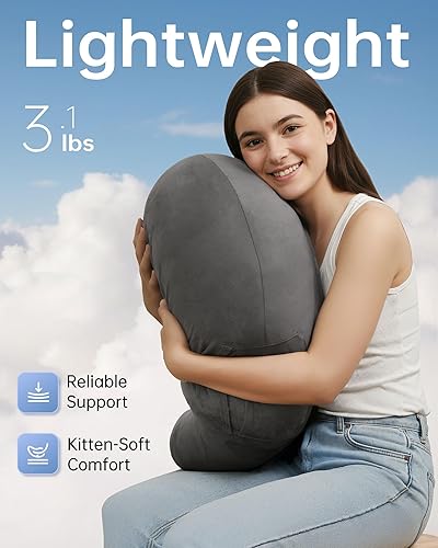 Miniatura 7 de ENITYA Almohada ergonómica extra grande para juegos y lectura con soporte de brazo y codo, almohada de regazo en forma de U para adultos y niños