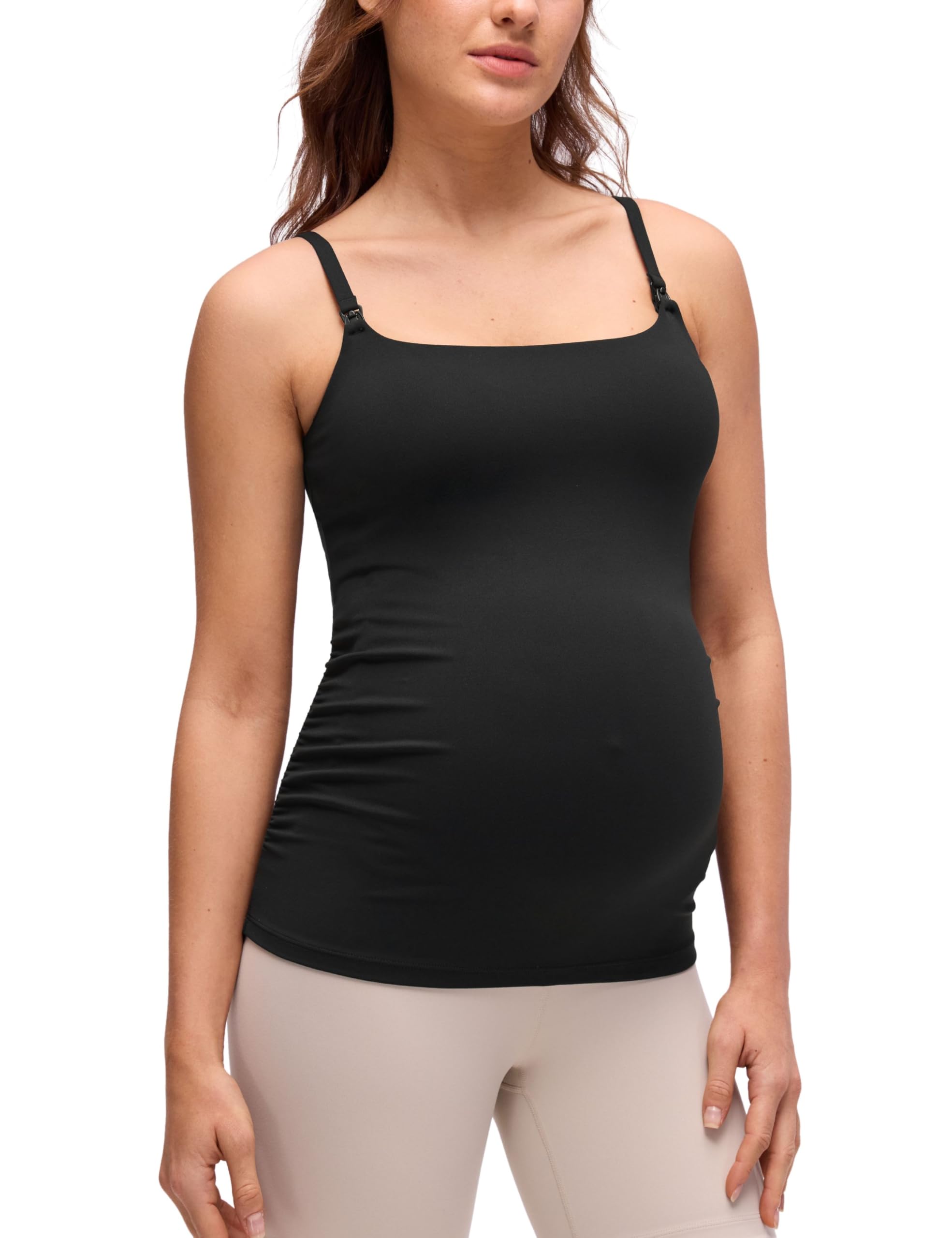 CRZ YOGA Butterluxe Maternity Clip Down Nursing Tank Tops - Adjustable Straps Womens Pregnancy Casual Cami Shirt Built
