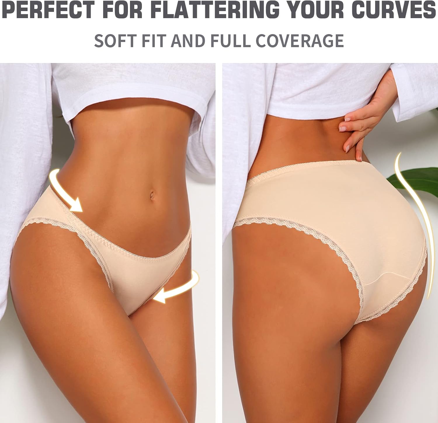 Eiggam Women's Cotton Bikini Panties,High-Cut Full Coverage Stretch Cool Underwear for Women - Image 5