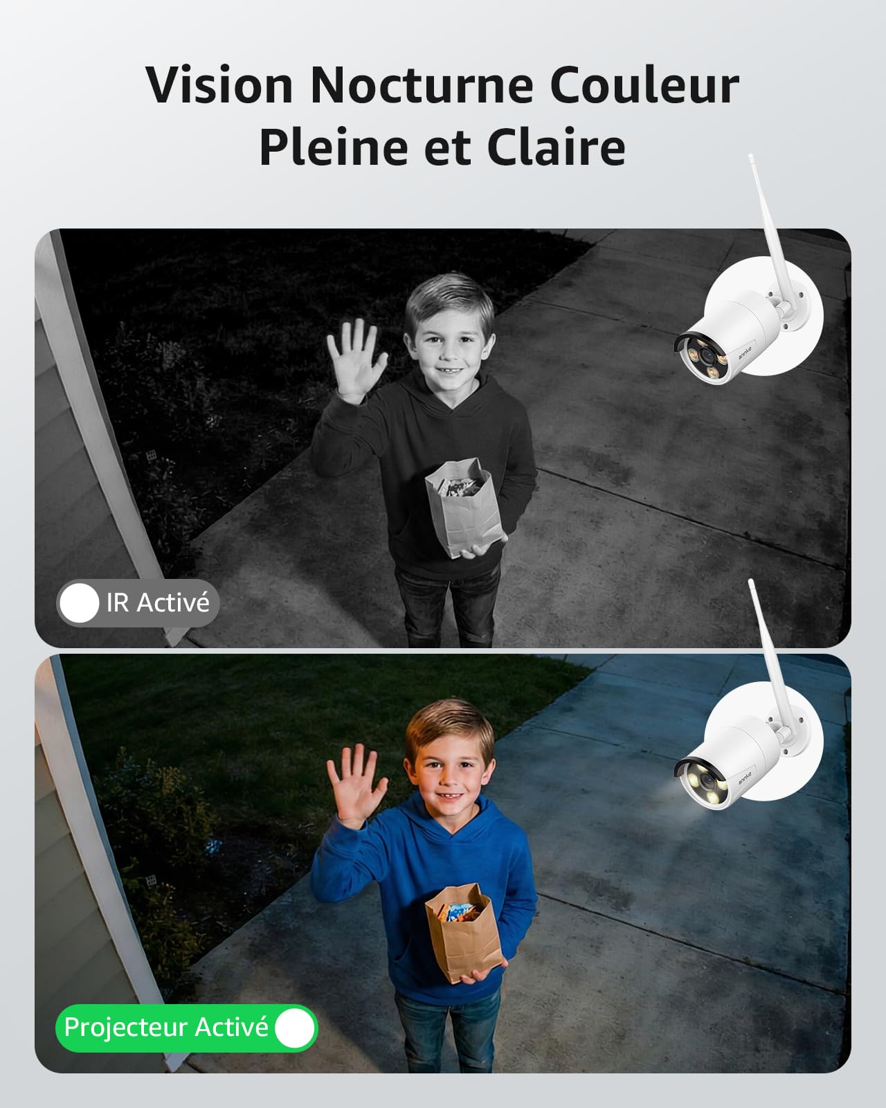 ANNKE WiFi Caméra de Sécurité 3MP Super HD 2 Caméras Bullet sans Fil