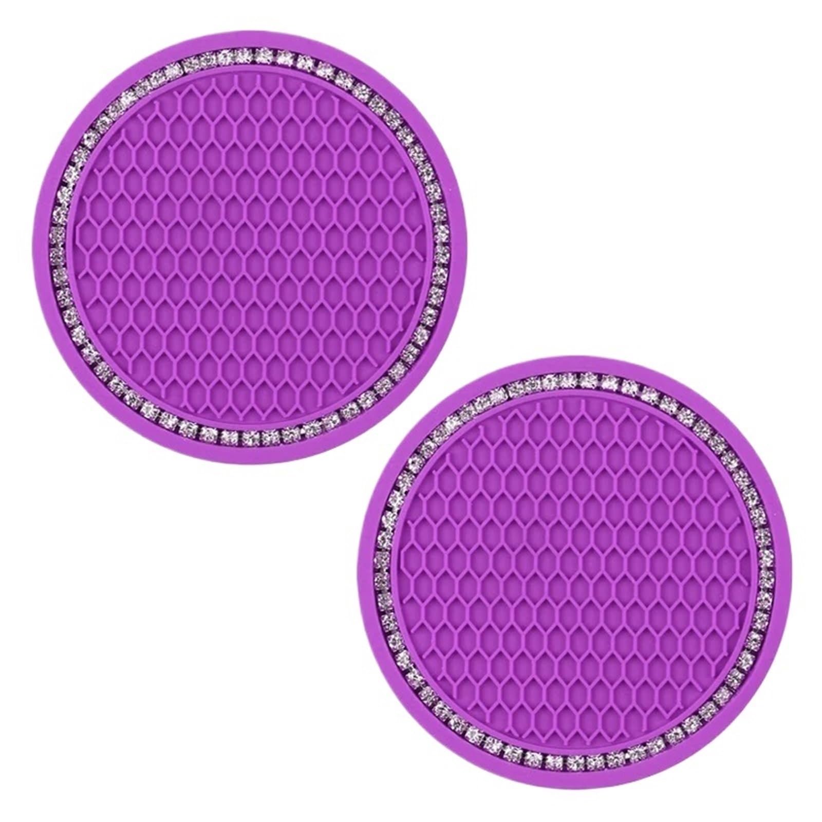 Podkładki samochodowe 10 sztuk Uchwyt na kubek ze strasem Mata napoje Okrągłe Trwałe akcesoria do wnętrz(Purple Diamond)