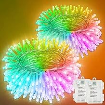 10M*2 String Lights Battery Operated with Timer, Waterproof Twinkle Lights, 8 Modes Fairy Light for Indoor & Outdoor Party Bedroom Garland Tree Christmas Decor(Multicolor)