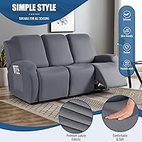 Vista 2 de TAOCOCO Funda para sofá reclinable, 3 piezas de tela de poliéster elástica para sofá reclinable de 3 asientos, protector de muebles suave y lavable