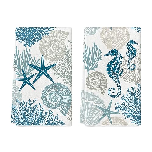 Artoid Mode Starfish Seahorses Coral Summer Kitchen Towels Dish Towels,