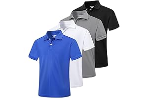 4 Pack Boys Mesh Athletic Polo Shirt, Quick Dry and Moisture Wicking...