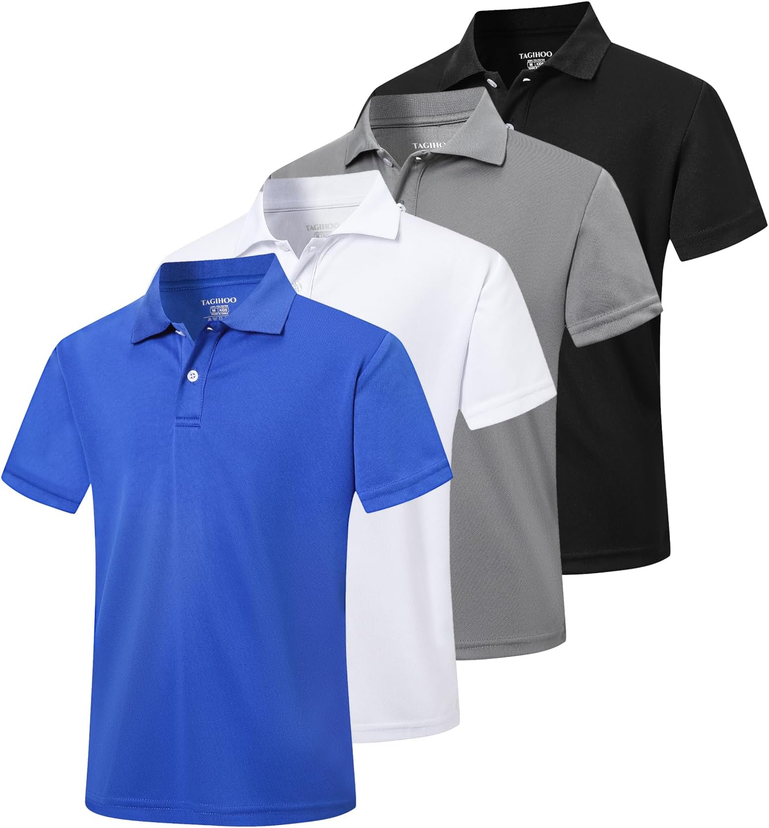 4 Pack Kids Mesh Athletic Polo Shirt Quick Dry Golf Moisture Wicking Active Short Sleeve for Youth