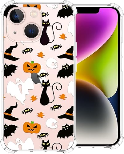 Funda transparente de Halloween para iPhone 13, diseño de calabaza fantasma, funda protectora de TPU suave, delgada, a prueba de golpes, para niños