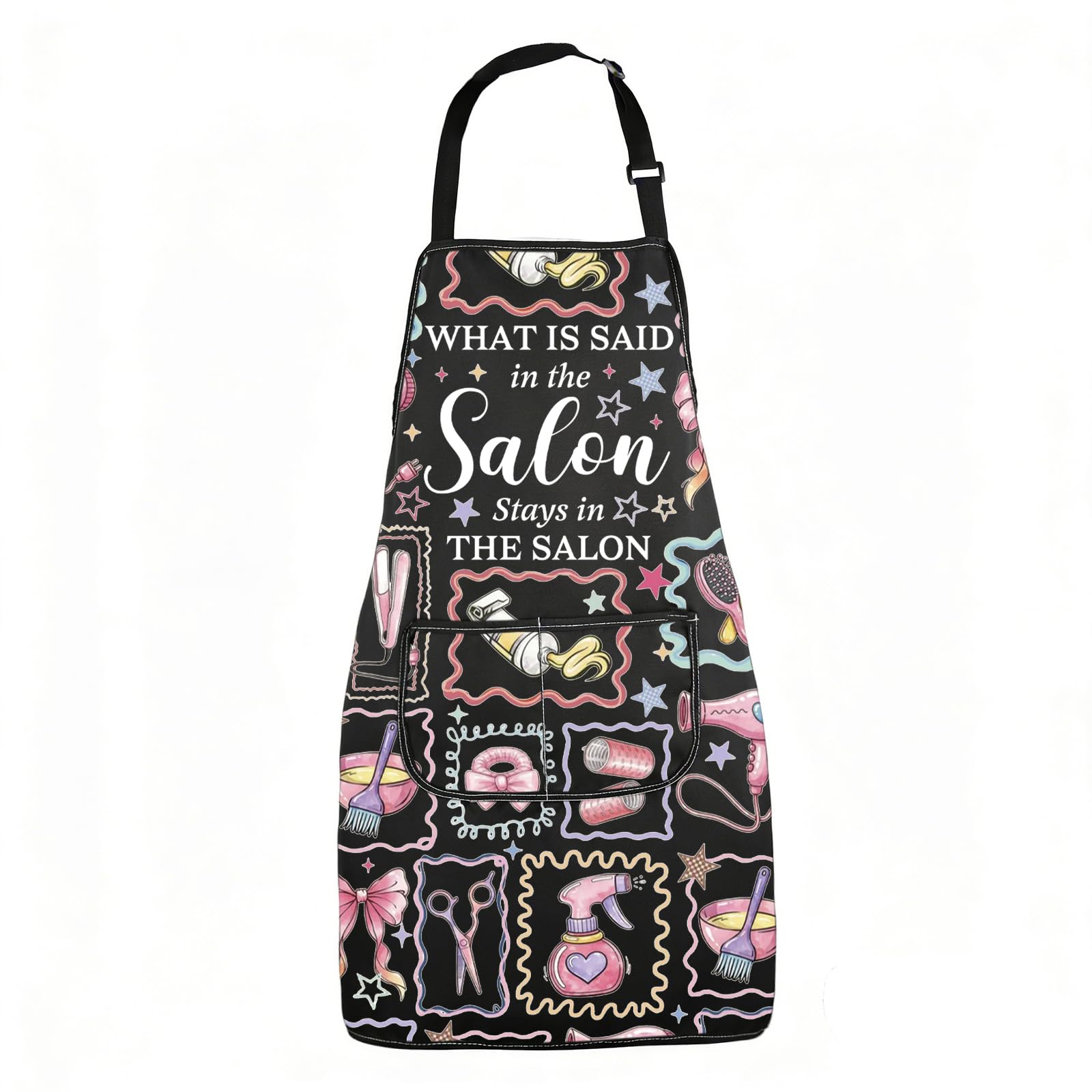 Tablier de coiffeur avec poches message humour coton noir - 8