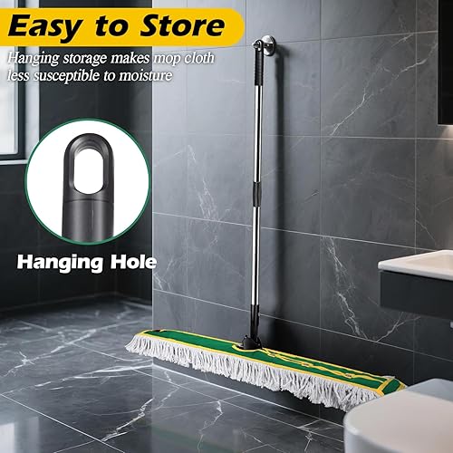Miniatura 7 de MASTERTOP - Mopa de polvo comercial de 42 pulgadas para limpieza de suelos, trapeador plano grande con mango largo, escoba de barrido con 2