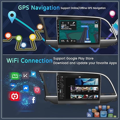 Miniatura 5 de Radio estéreo de coche para Hyundai Elantra 2016, Android 11 estéreo de coche con CarPlay Android Auto, pantalla táctil de 9 pulgadas con Bluetooth,