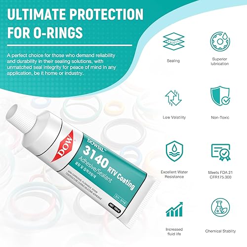 Miniatura 3 de 3140 RTV Sellador de silicona de tubo de 1.8 onzasadhesivo resistente a altas temperaturas, impermeable, aislante para reparación de sellos de