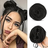 Vista 41 de SOFEIYAN 2 piezas de clip de pinza mini en extensiones de moño de cabello con orejas de gato desordenadas, accesorio de peluca de dona sintética