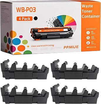 Compatible for Konica Minolta WB-P03 Waste Toner Container Bizhub C25 C35 C35P C3100P C3110 Printers, High-Yield 30000 Page with Smart Chip 4 Pack Black