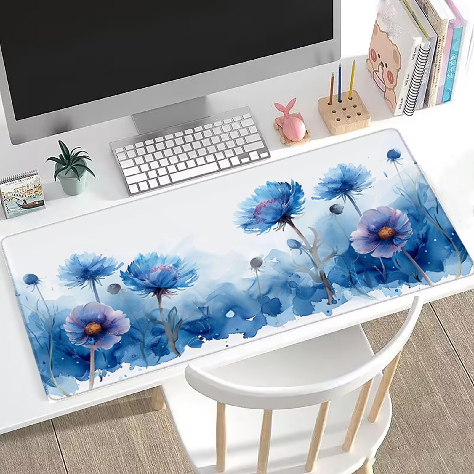 Gamingowa podkładka pod mysz, niebieska, XXL, 120 x 60 cm, fioletowa, podkładka na biurko, zoptymalizowana precyzja i prędkość, z gumowaną antypoślizgową podstawą, wodoodporna mata na biurko dla