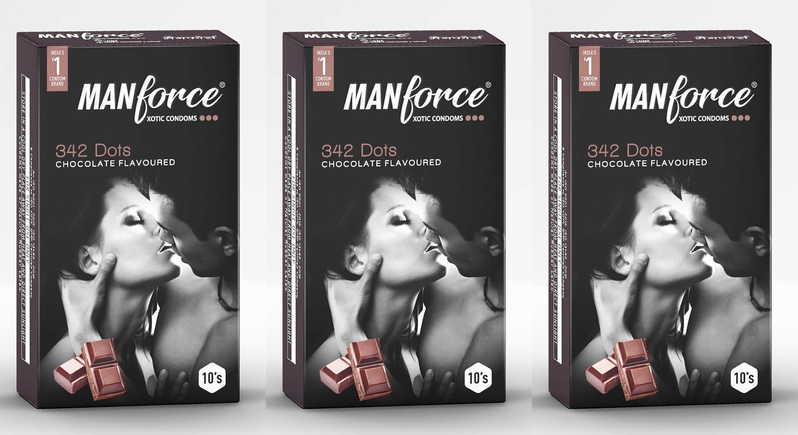 Manforce Xotic Chocolate Flavored Condoms for Men - High Sensation Ribbed & Dotted Texture, Premium Lubricated Latex - Pack of 10 x Pack of 3-image-46