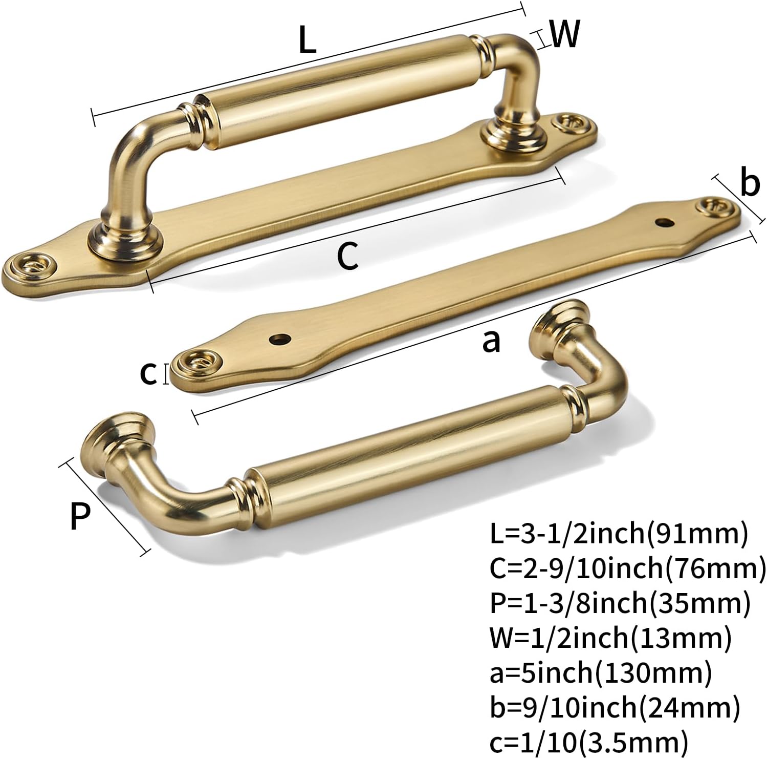 khtumeware 5 Pack 3 Inch Hole Center Champagen Bronze Cabinet Pull with Backplate Solid Heavy-Duty Handles with Base Plate Cabinet Pulls for Drawer Sliding Door Charcuterie Board